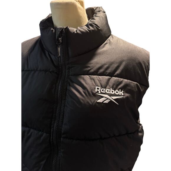 Reebok Long Puffer Vest, Black, Winter Warm Quilted Zip Front, Men's Large, NWT - Picture 9 of 9